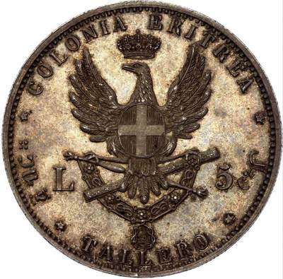 🔍 意大利厄立特里亚殖民地5里拉塔勒（Tallero）银币