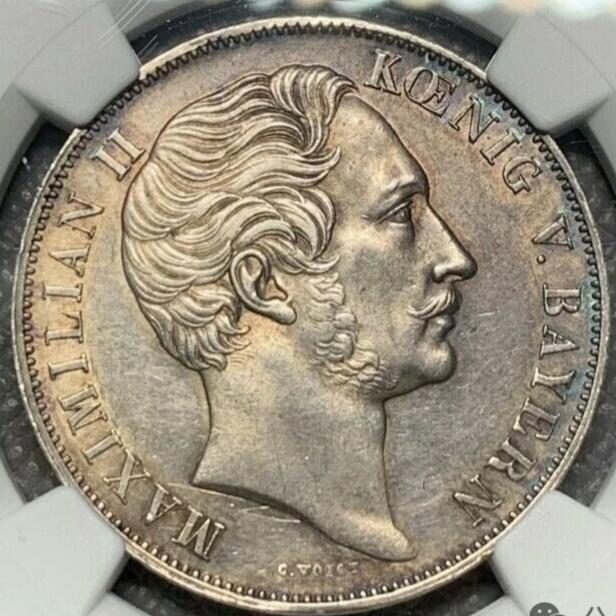 🏛️ 巴伐利亚1855年圣母柱重立纪念2盾银币（Mariengulden）