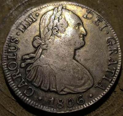 🌿 1806年西班牙卡洛斯四世双柱银币
 
