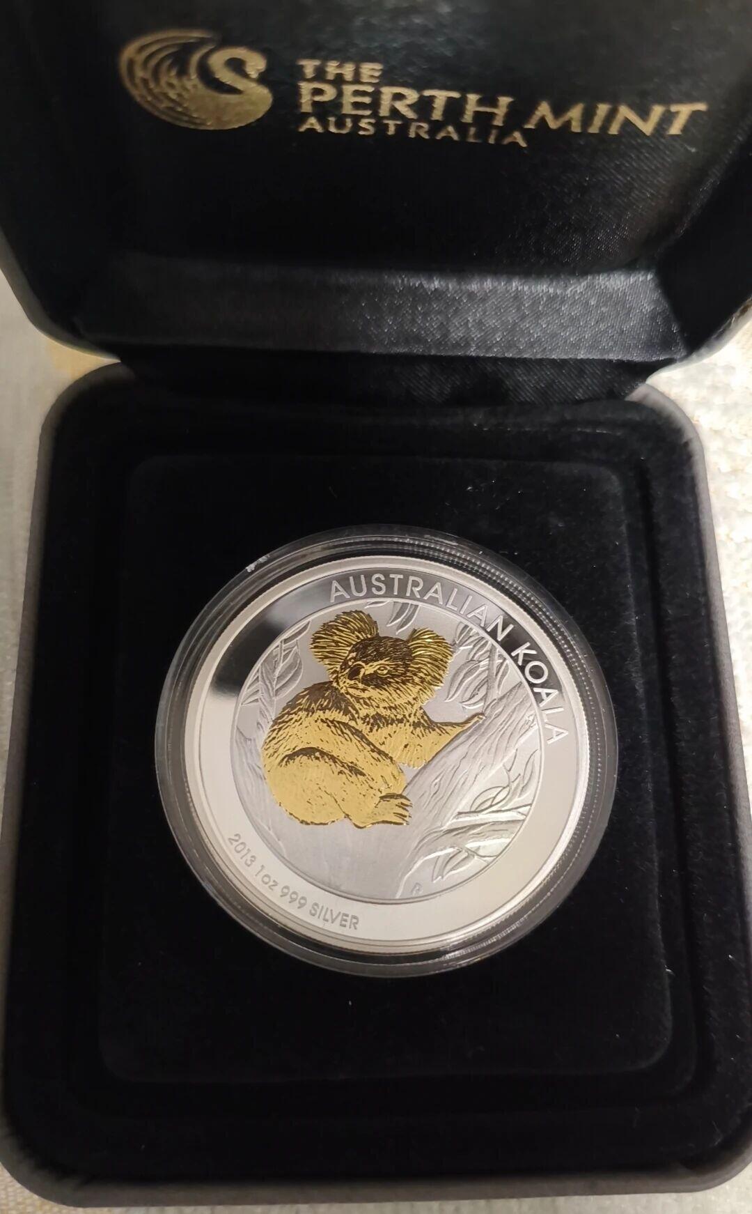🐨 2013年澳大利亚珀斯造币厂考拉1盎司镀金纪念银币