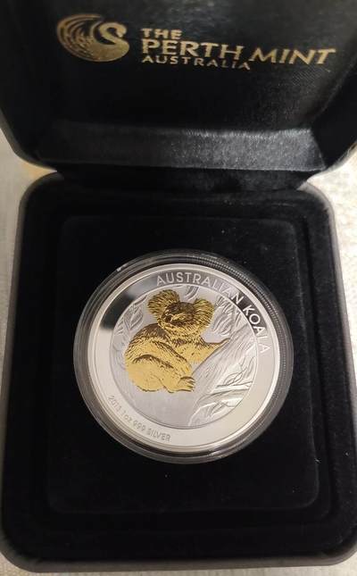 🐨 2013年澳大利亚珀斯造币厂考拉1盎司镀金纪念银币