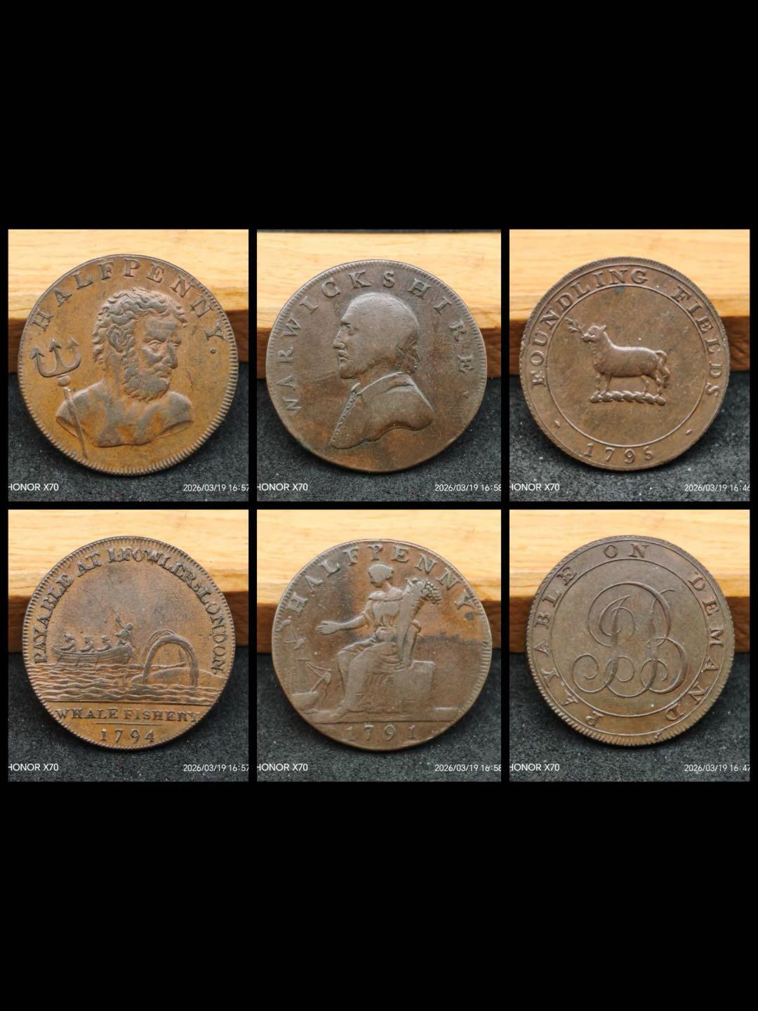 英国半便士代币六枚