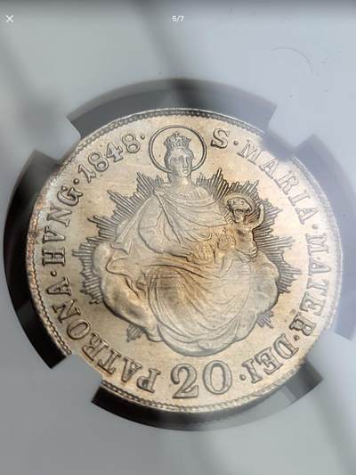 奥地利帝国1848年斐迪南一世20克鲁泽银币