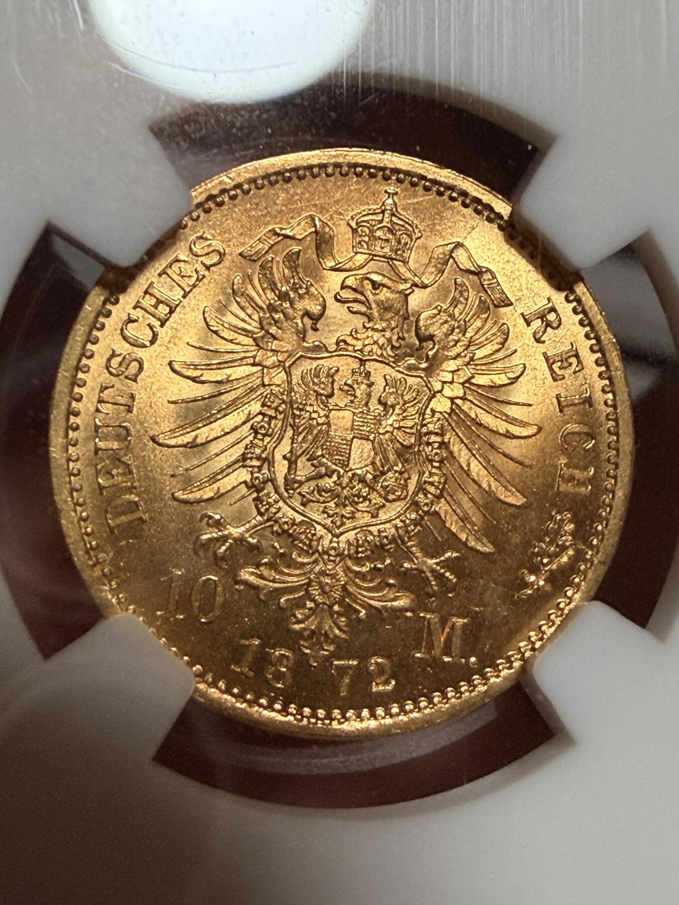 1872普鲁士10mark金币ngcMS65