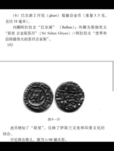 11世纪德里苏丹2里尔汗银合金打制币