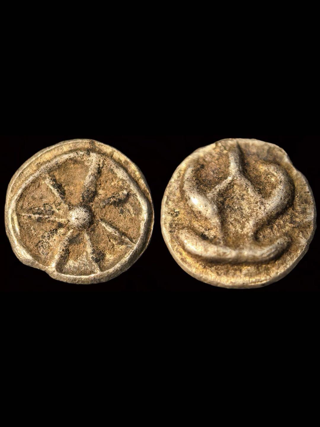 缅甸直通王国车轮型3拉蒂银币