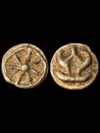 缅甸直通王国车轮型3拉蒂银币