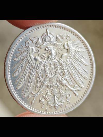 德国1915年长翅鹰1马克A版银币