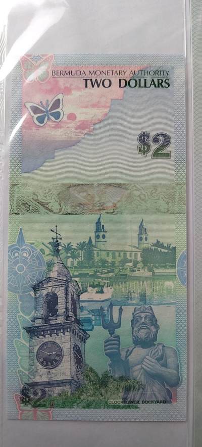 正面：蓝鸟 Bluebird（拉丁名：Sialia）
背面：百慕大皇家海军船舶修造厂及其钟塔，