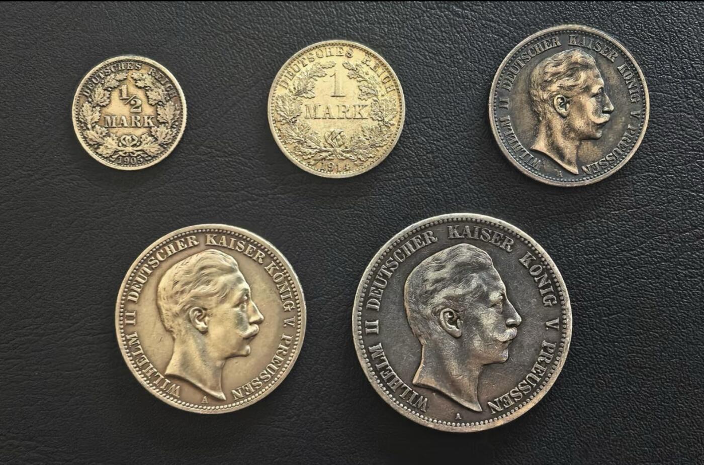 德国威廉二世时期不同面额马克银币