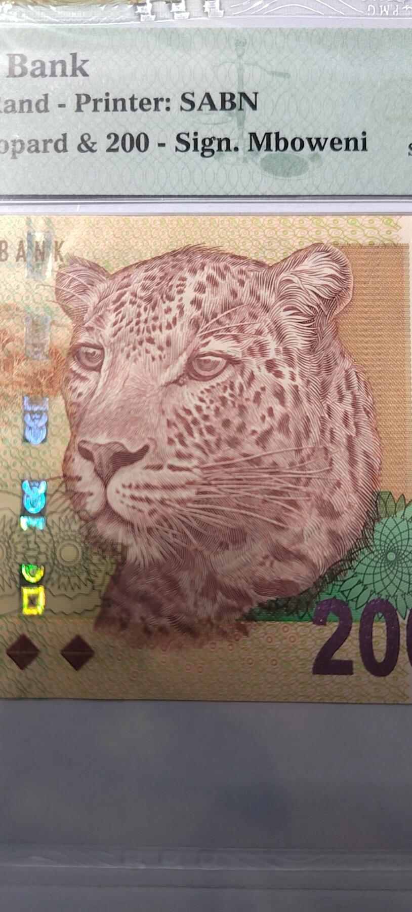 200兰特花豹是南非最高面值纸币，它是陆上奔跑速度最快的动物。