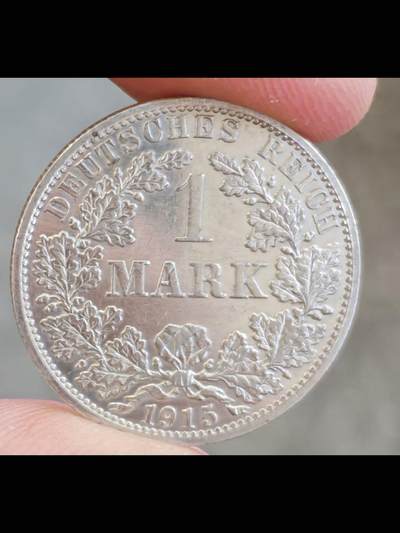 德国1915年长翅鹰1马克A版银币