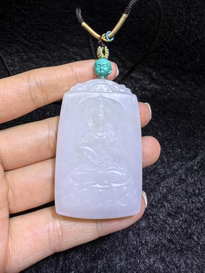 新疆和田白玉观音山水双面精雕吊坠挂件，玉质温润，脂粉十足，桩型厚重5.3cm*3.6cm*1.2cm  47.6g