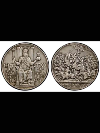 卡尔•哥茨作品《奥托一世与莱希费尔德战役》银章