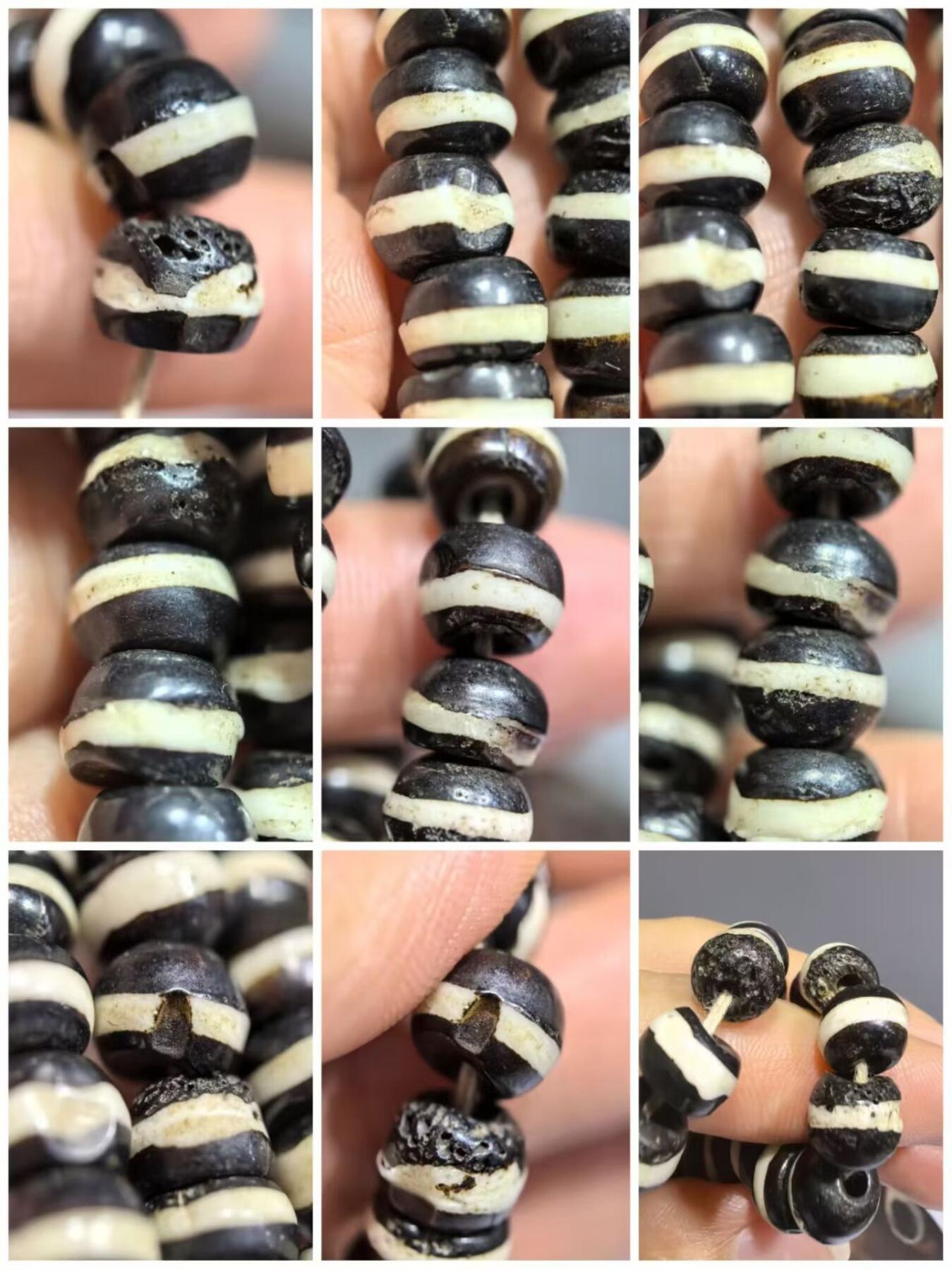 旧藏一线药师佛珠手串项链男女款，老掉牙，包浆浑厚，个别蜂窝状结构可见取药坑，风化纹等。尺寸:0.8cm*0.7cm