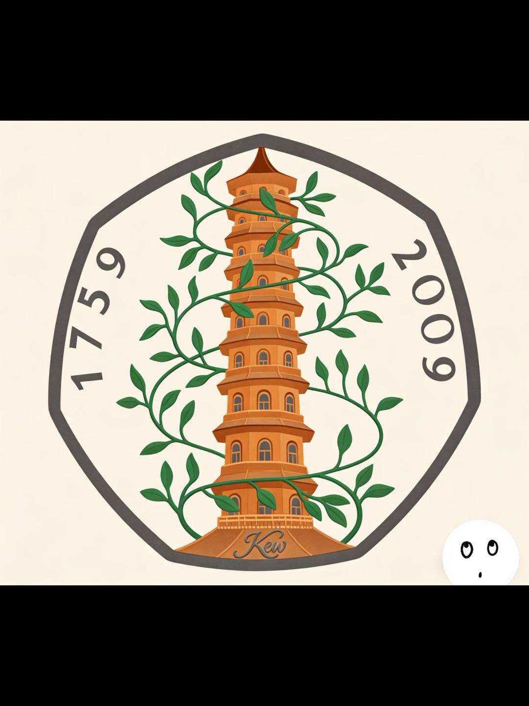 2009年英国纪念皇家植物园250周年50便士精制币