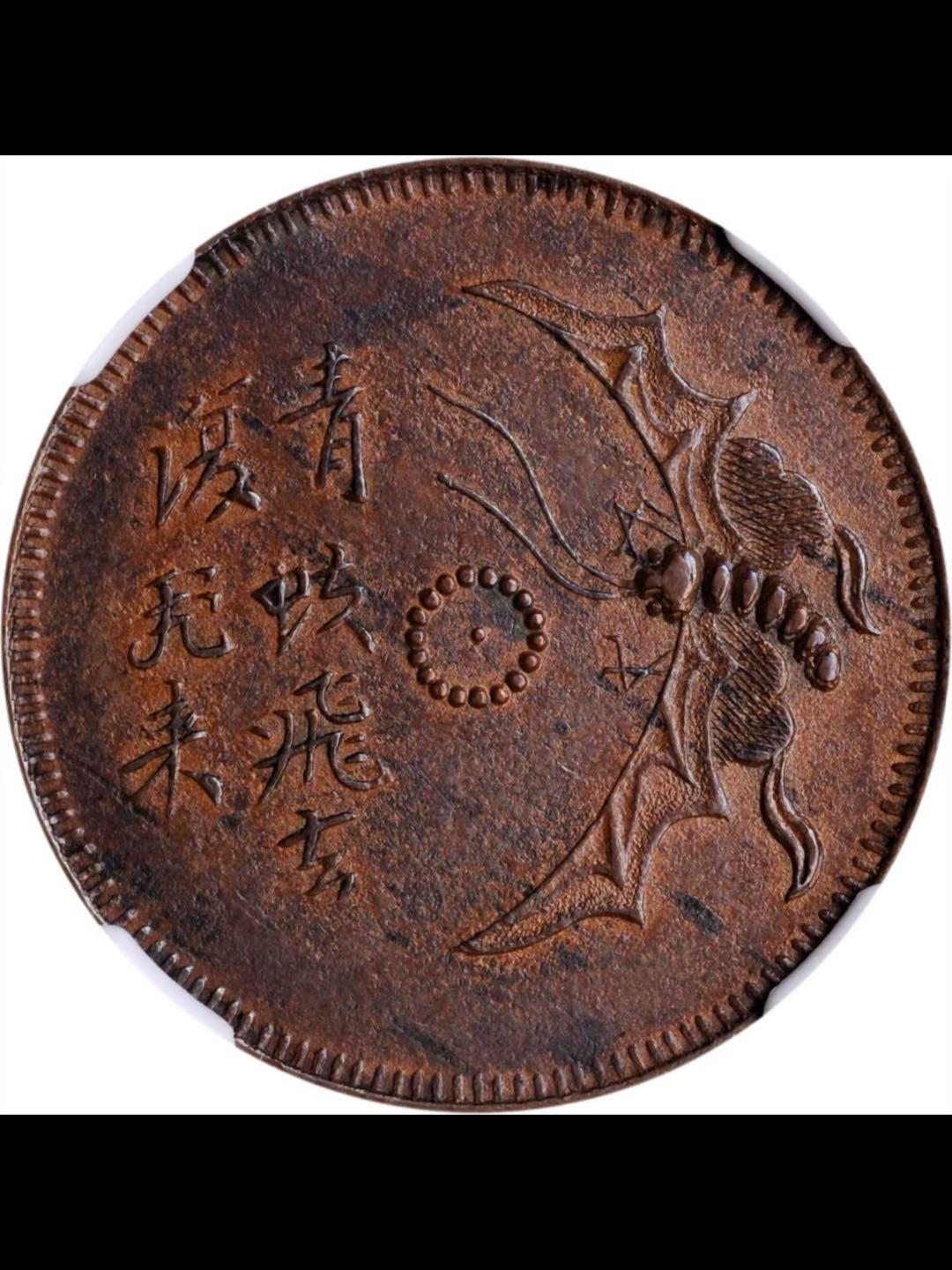 民国四川“青蚨飞去复飞来”背牡丹代用铜币