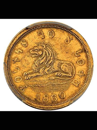 美国1860年摩门教5美元金币