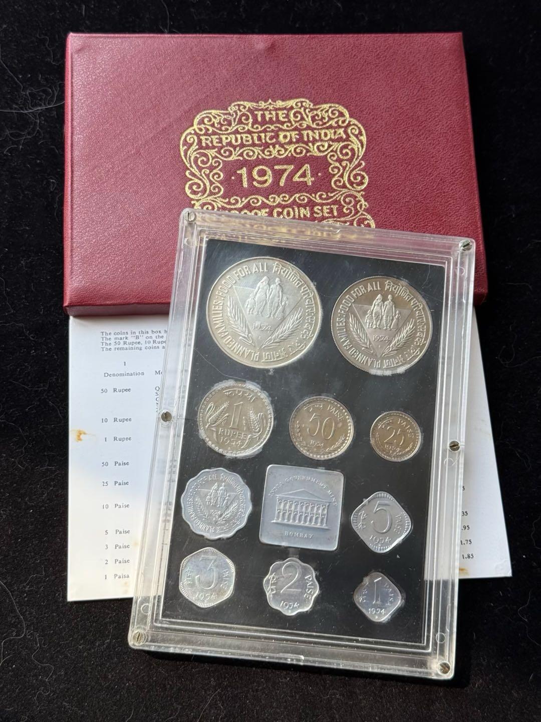 印度1974年官方精制套币