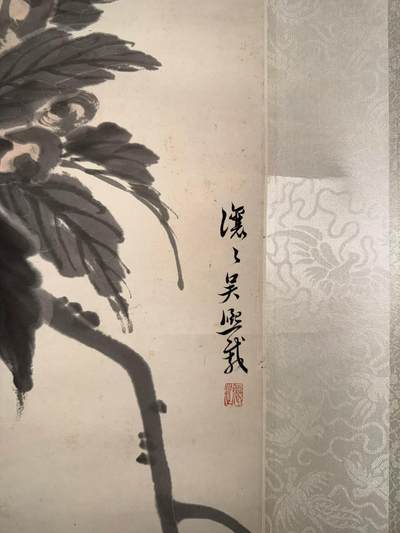 吴让之，吴熙载，99*18.5cm立轴，纸本，墨色清晰，保存状态好，无明显损伤。
吴熙载（1696-1752），清代书画家，字廷康，号山农，江苏仪征人。擅画花卉、山水，尤以花卉名世，笔墨苍劲，风格独特。