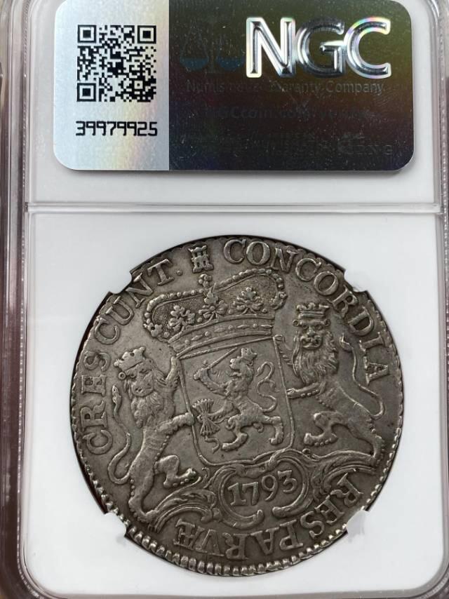 1793年荷兰泽兰省杜卡顿“马剑”银币（NGC AU Details）
