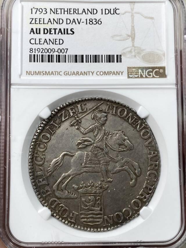 1793年荷兰泽兰省杜卡顿“马剑”银币（NGC AU Details）