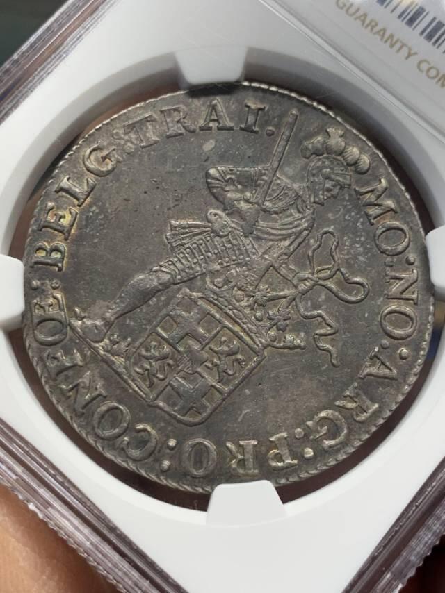 1792年荷兰乌得勒支省「武士杜卡顿」银币（NGC AU 55）