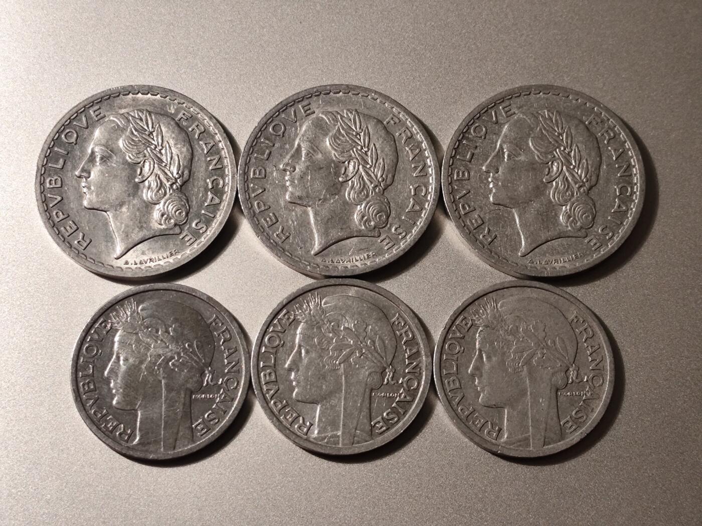 法国2法郎 5法郎铝币