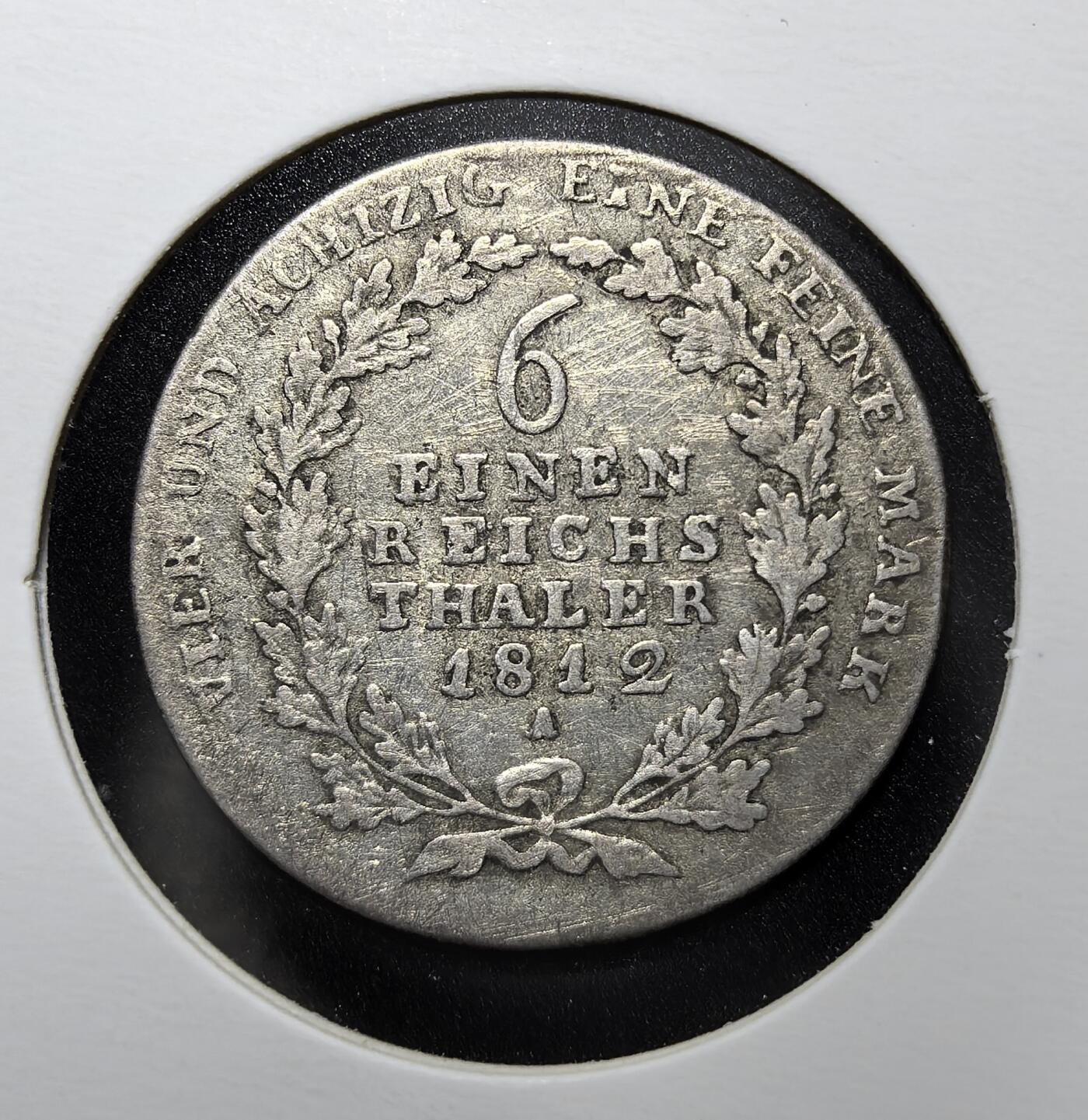  普鲁士王国腓特烈・威廉三世 1812 年 1/6 泰勒银币