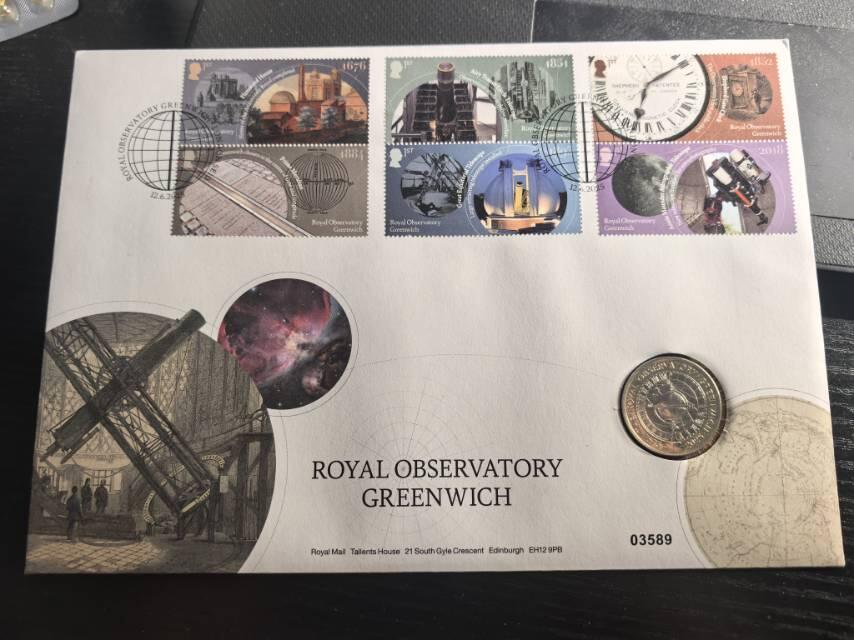 英国2025年格林尼治天文台创建350周年2镑纪念邮币封
