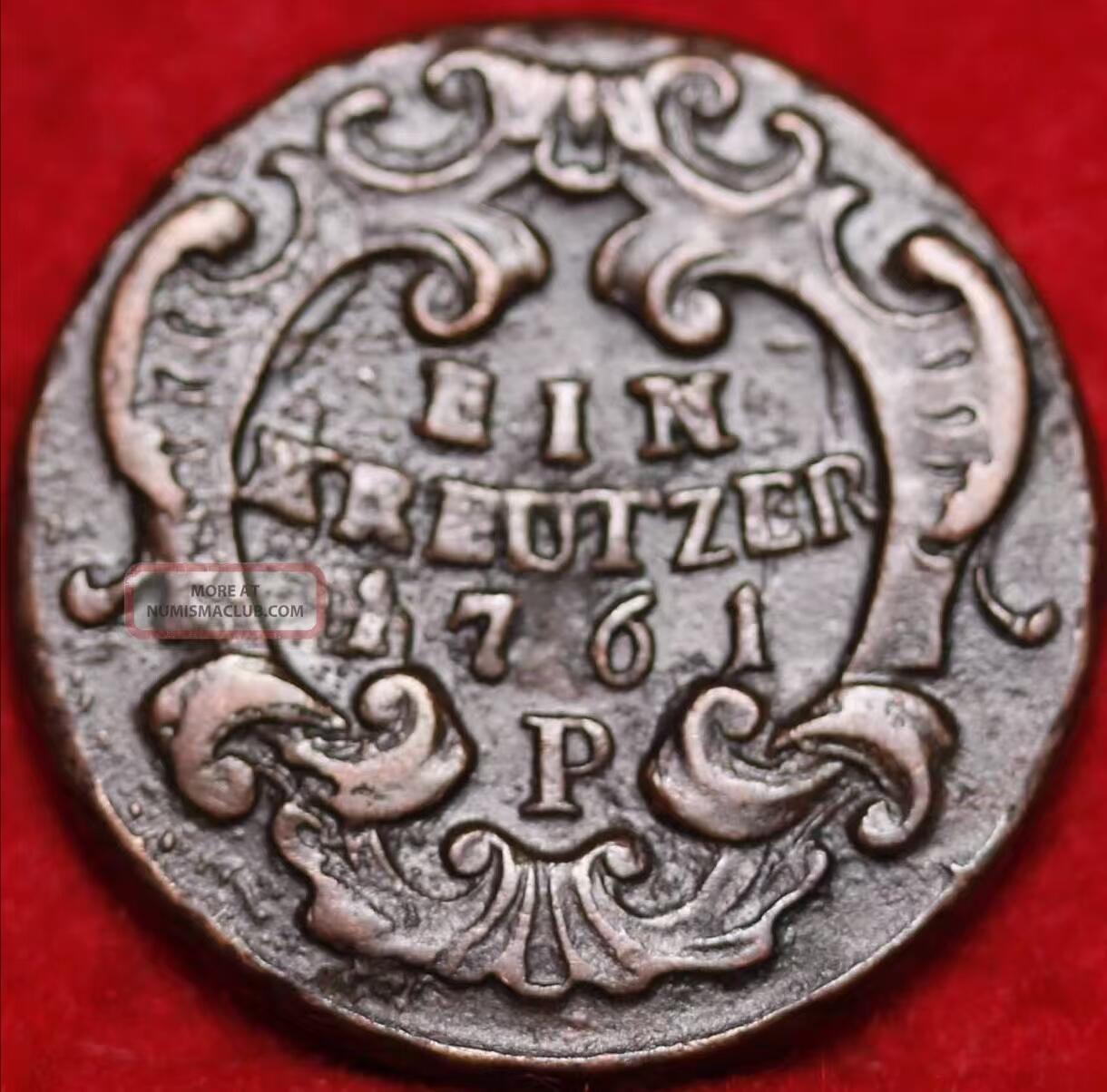 神圣罗马帝国哈布斯堡王朝（奥地利）玛丽亚·特蕾莎时期发行的1克鲁泽（1 Kreuzer）铜币