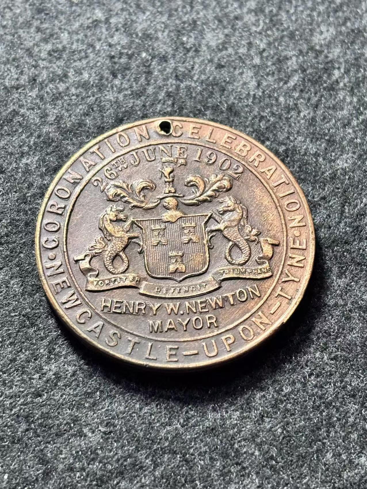 1902年英国爱德华七世加冕纽卡斯尔市纪念铜章