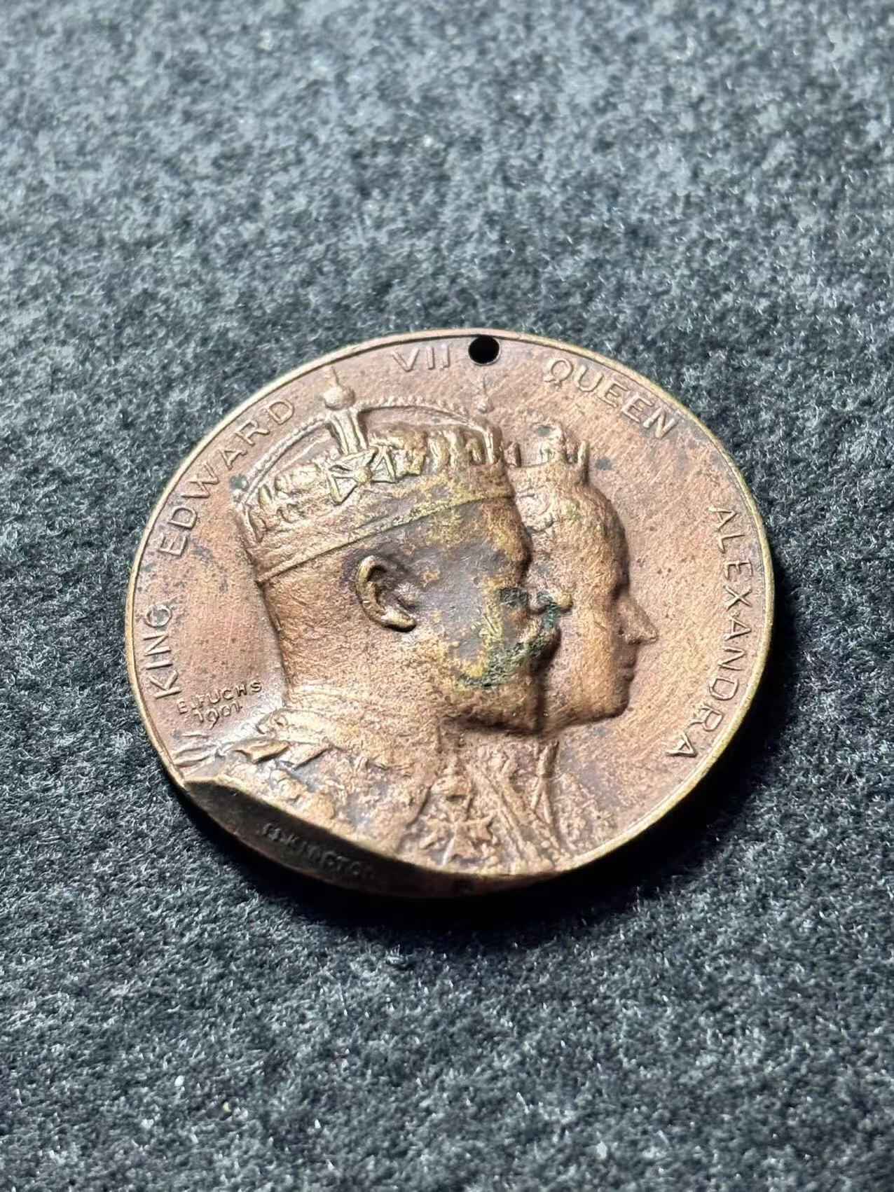 1902年英国爱德华七世加冕纽卡斯尔市纪念铜章