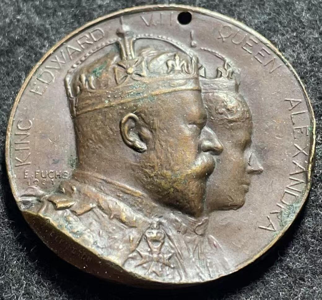 1902年英国爱德华七世加冕纽卡斯尔市纪念铜章