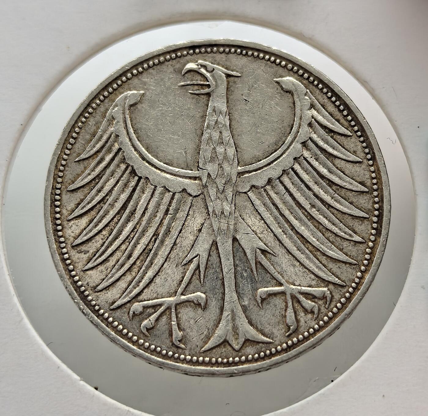  联邦德国1966 年5 马克流通银币