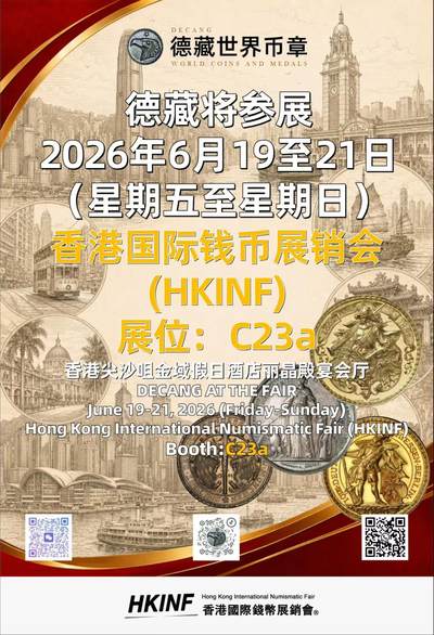 【展会】德藏将参展2026年6月HKINF香港国际钱币展销会