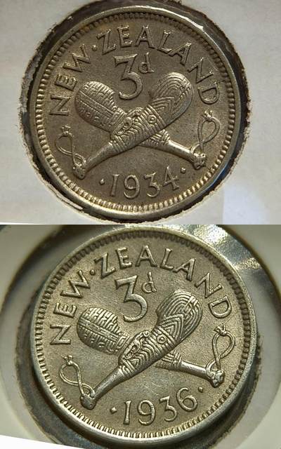 1936新西兰3便士小银币