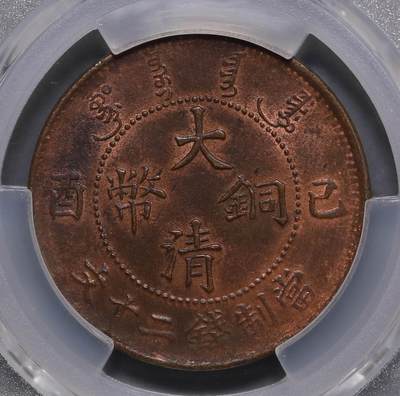 大頭龍 大清銅幣己酉二十文