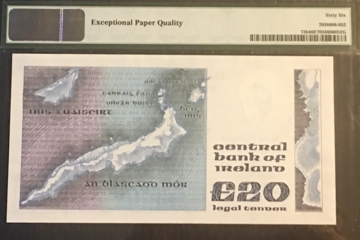 收藏联盟六十三期拍卖 PMG 66E 爱尔兰B20叶芝 IJE226961