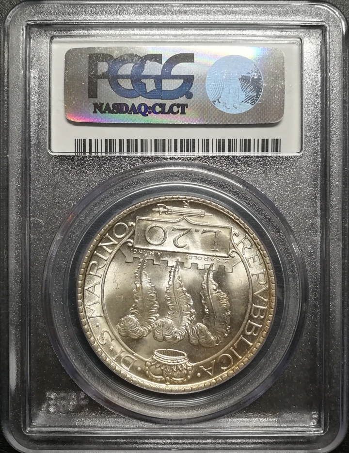凡希社世界钱币微拍第六十七期 1933圣马力诺20里拉PCGS-MS65