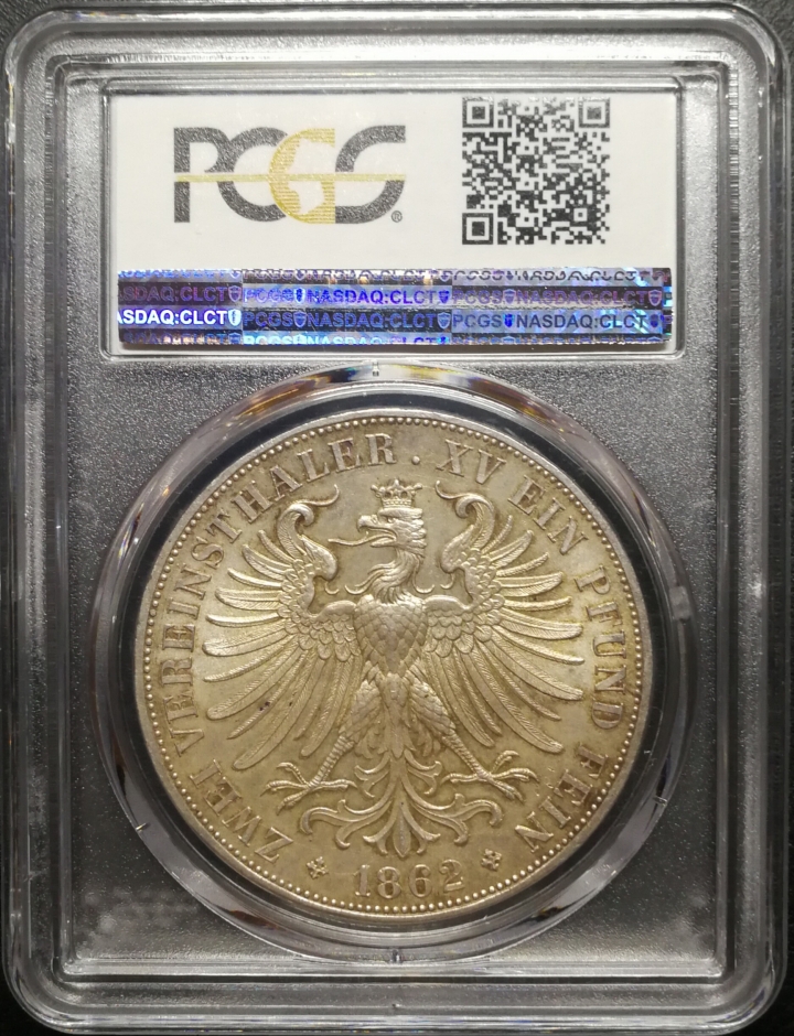 凡希社世界钱币微拍第六十七期 1862法兰克福少女两泰勒PCGS-MS64