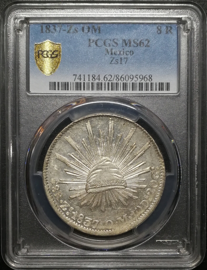 凡希社世界钱币微拍第六十七期 1837ZS墨西哥早期花边鹰洋PCGS-MS62