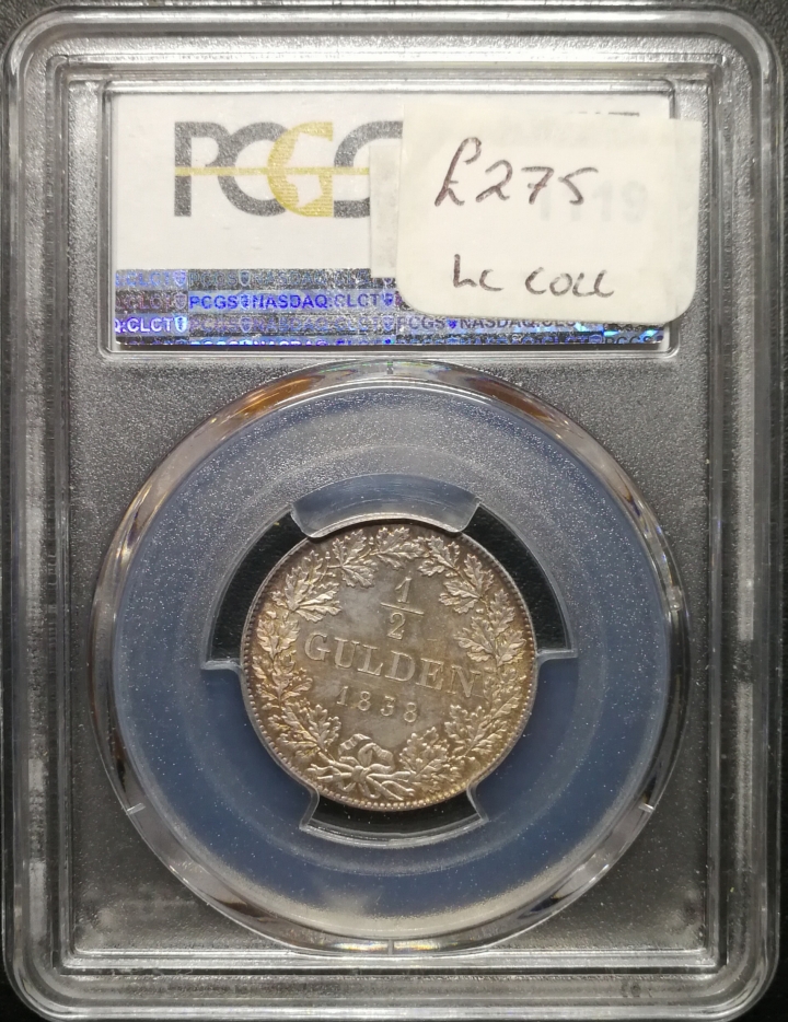 凡希社世界钱币微拍第六十七期 1838黑森达姆斯特1/2盾PCGS-MS64