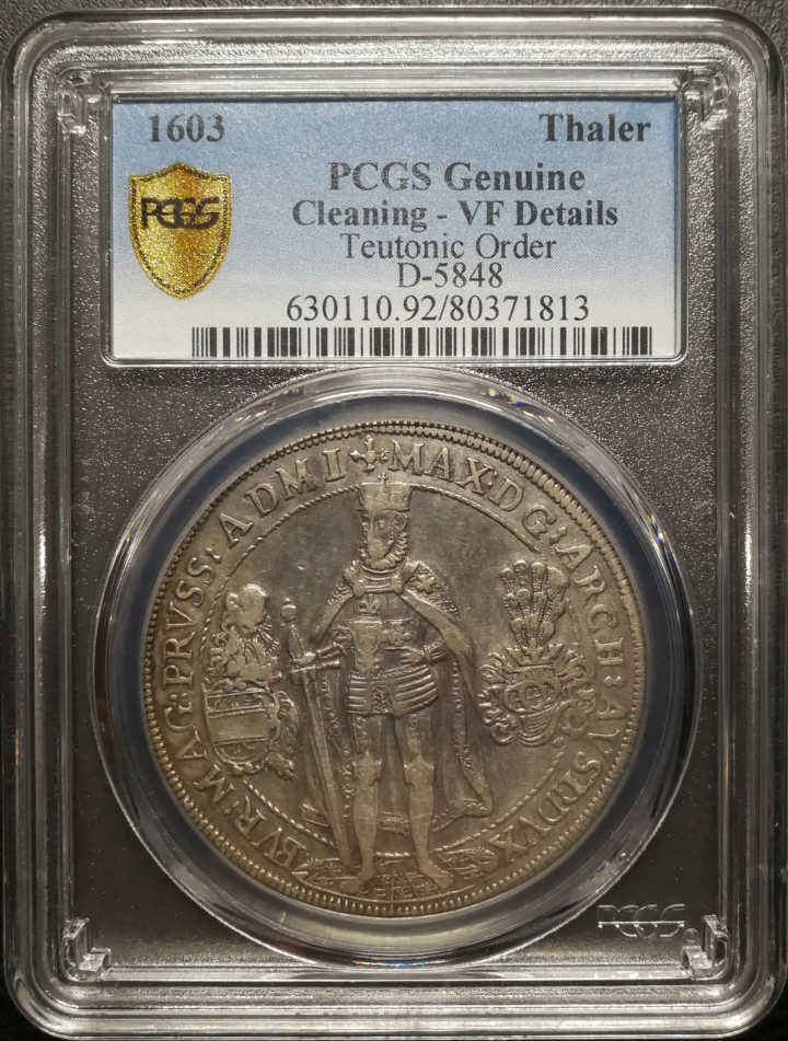 凡希社世界钱币微拍第六十七期 1603条顿骑士团泰勒PCGS-VFD原味包浆