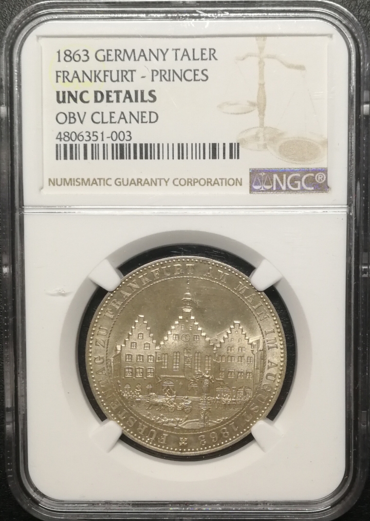 凡希社世界钱币微拍第六十七期 1863法兰克福王子泰勒NGC-UNCD