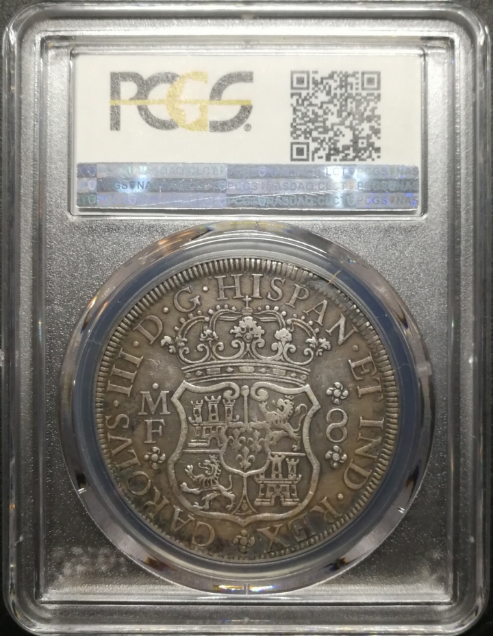 凡希社世界钱币微拍第六十七期 1769MO墨西哥地球双柱PCGS-VFD黑包浆