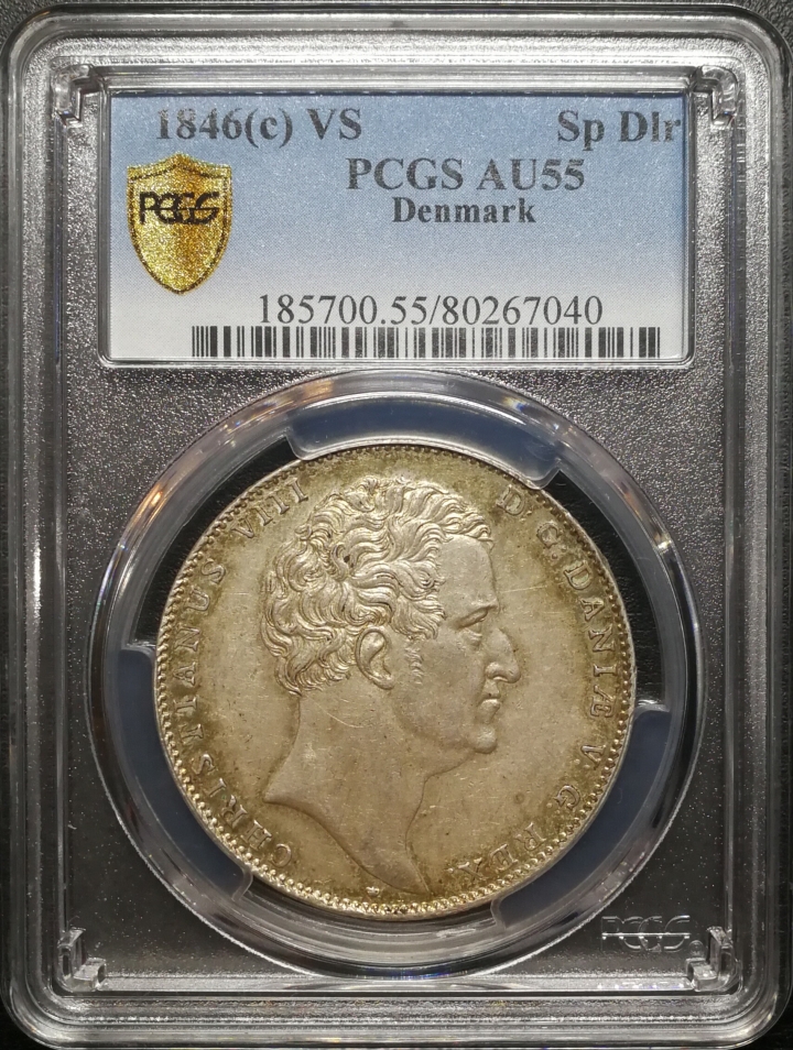 凡希社世界钱币微拍第六十七期 1846丹麦流通版SPD大银PCGS-AU55
