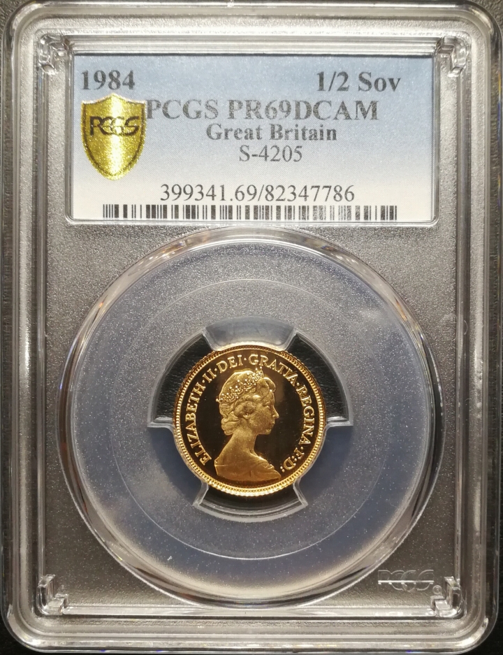 凡希社世界钱币微拍第六十七期 1984英国伊丽莎白半金镑PCGS-PF69