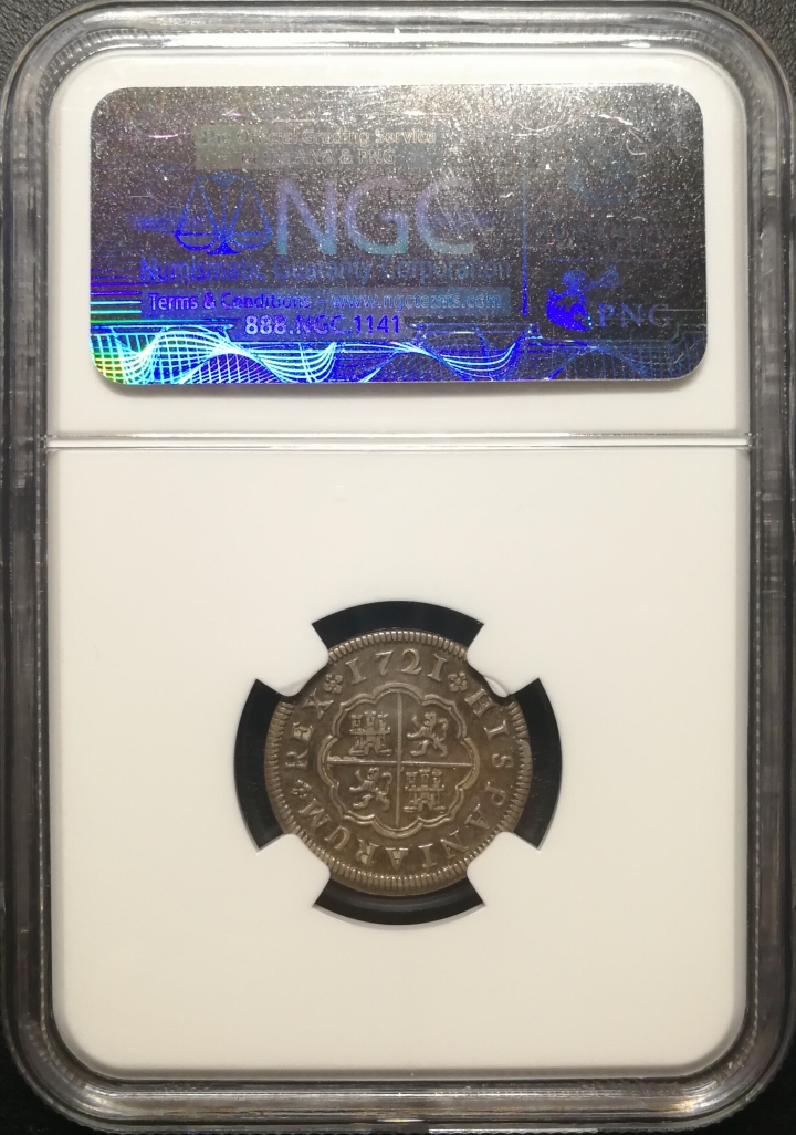 凡希社世界钱币微拍第六十七期 1721西班牙塞哥维亚REAL NGC-AU55名家旧藏