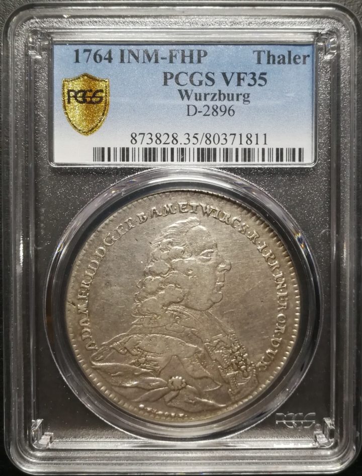 凡希社世界钱币微拍第六十七期 1764德国维尔兹堡泰勒PCGS-VF35少见品种